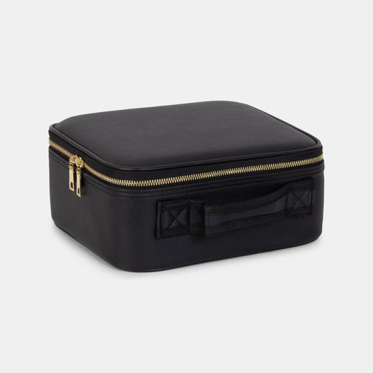alt="Black travel vanity case for makeup and accessories"